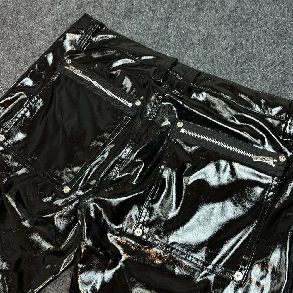 Tripp NYC PVC Vinyl BONDAGE Pants Classic Slim Straight Black Hardware Goth Emo